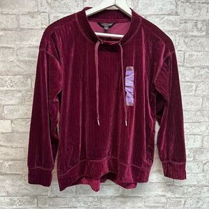 ZAC & Rachel rib velour top women’s‎ small tawny port burgundy red soft NWT
